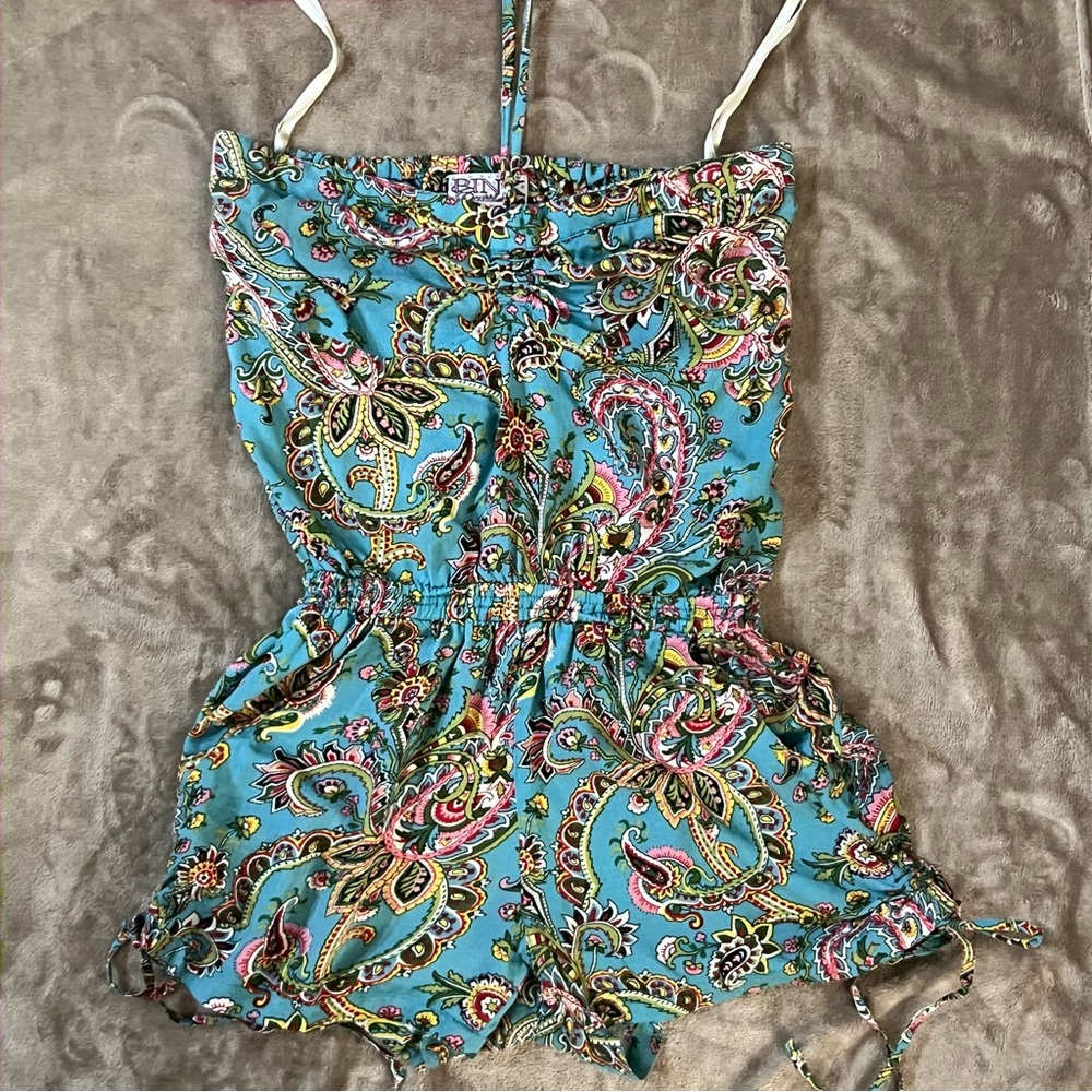 PINK CATTLELAC PAISLEY PRINT ROMPER
